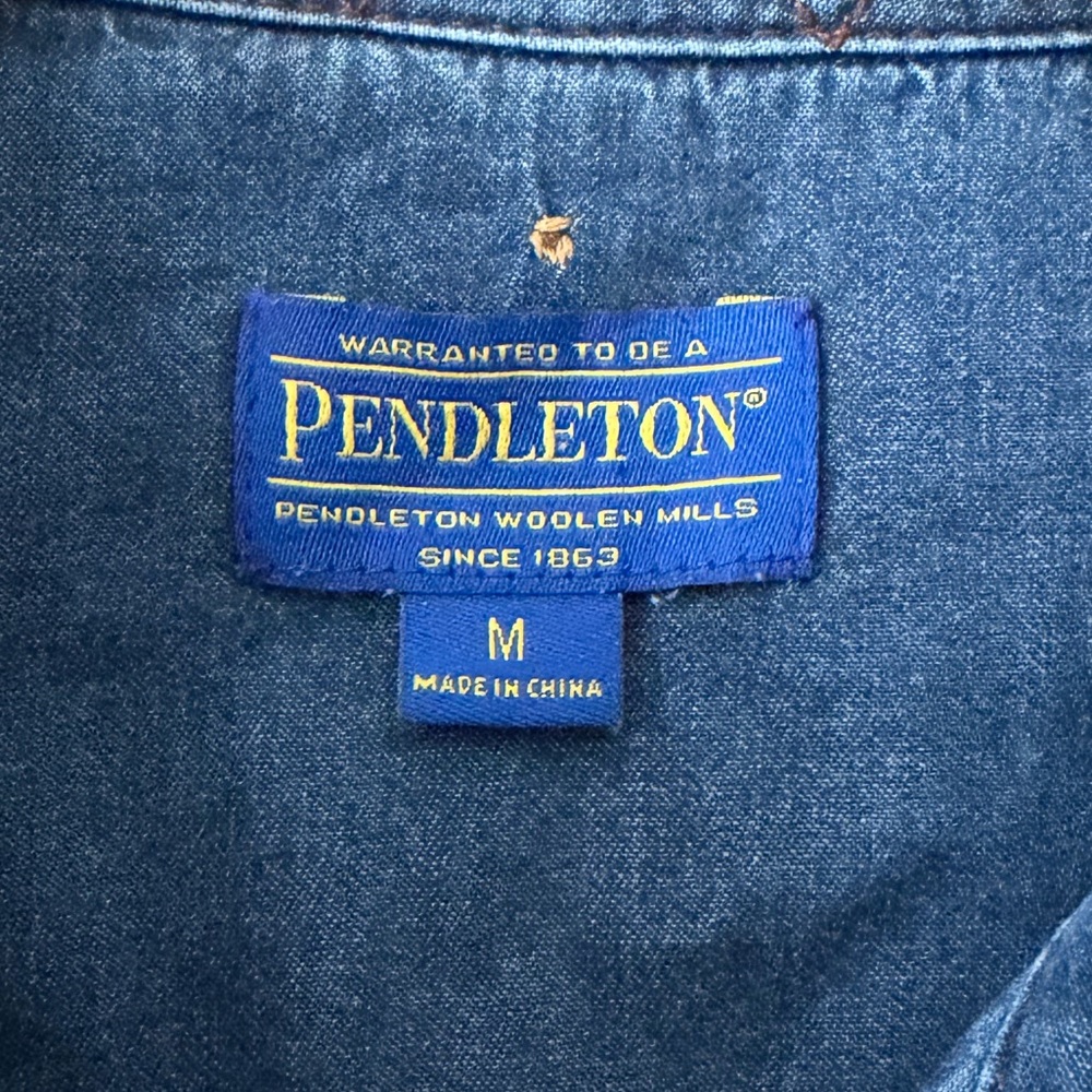 Pendleton 100% Cotton Tailored Denim Button Down … - image 7